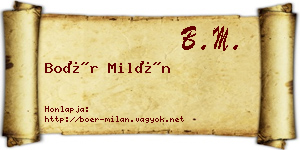 Boér Milán névjegykártya
