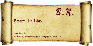 Boér Milán névjegykártya